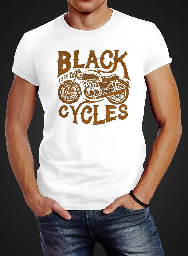 Herren T-Shirt Motorrad Biker Vintage Retro Slim Fit