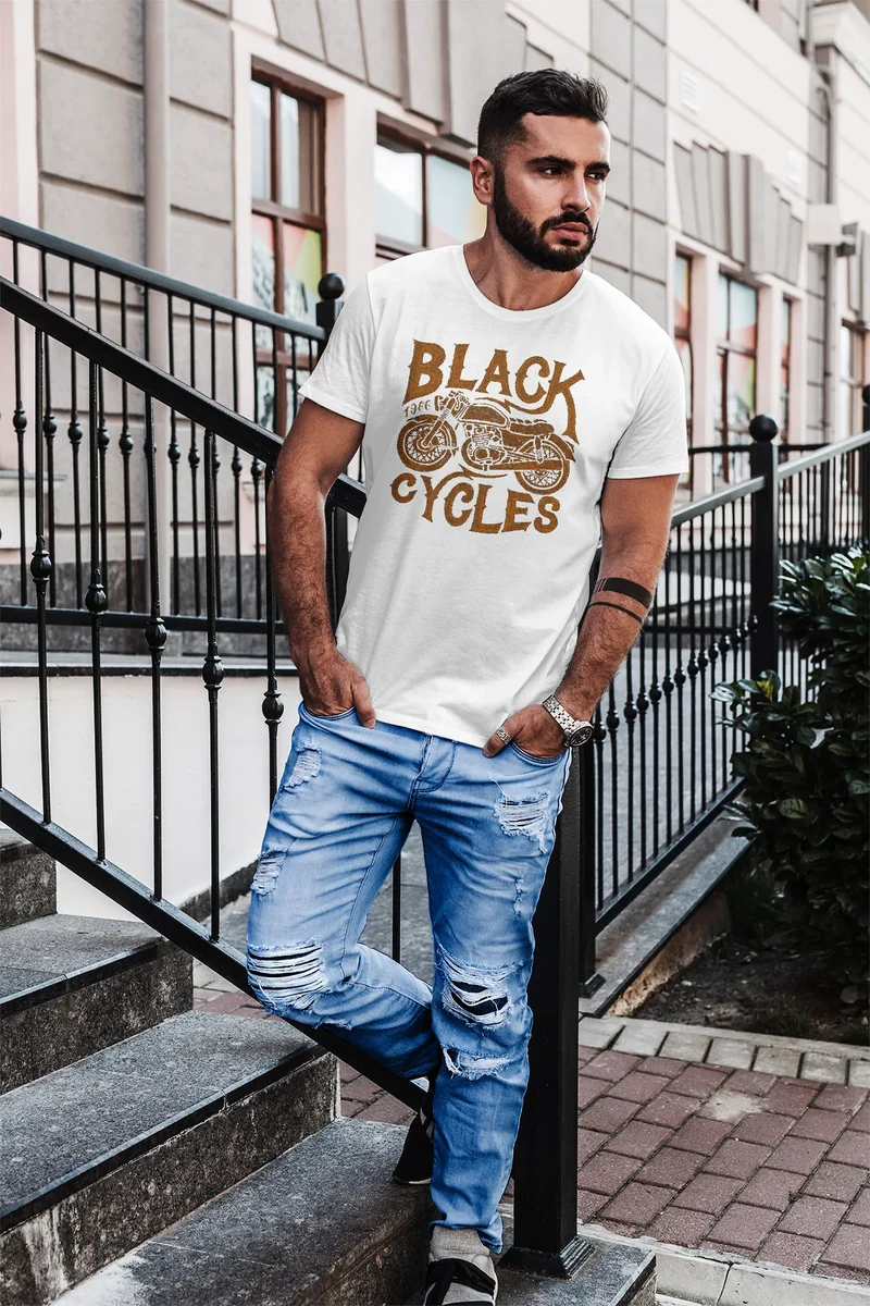 Herren T-Shirt Motorrad Biker Vintage Retro Slim Fit