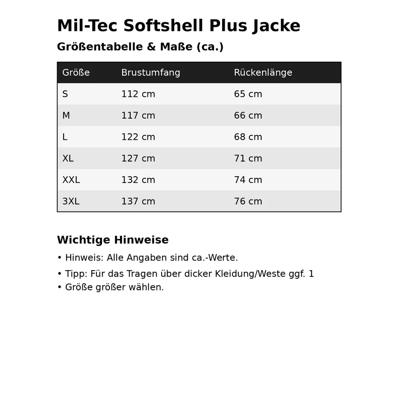 MIL-TEC Softshelljacke PLUS - Schwarz