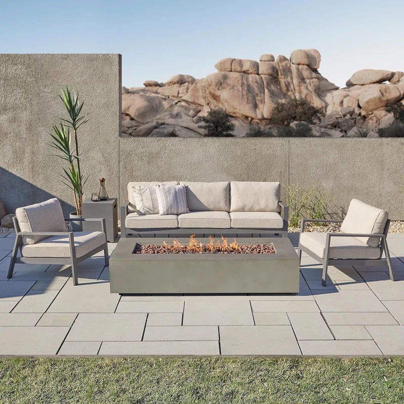 Real Flame Aegean 70″ Rectangle Propane Fire Table