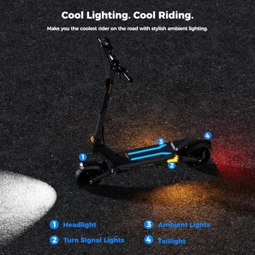 Ausom 2000W Dual Motor Folding Electric Scooter for Adults, Off Road Dual Motor E-Scooter with E-ABS and Dual Disc Brakes, 40Mph Top Speed, 56 Miles Max Range