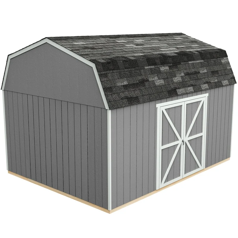 Handy Home Products Hudson 12×16 Do-it-Yourself Wooden Storage Shed Brown Without Floor