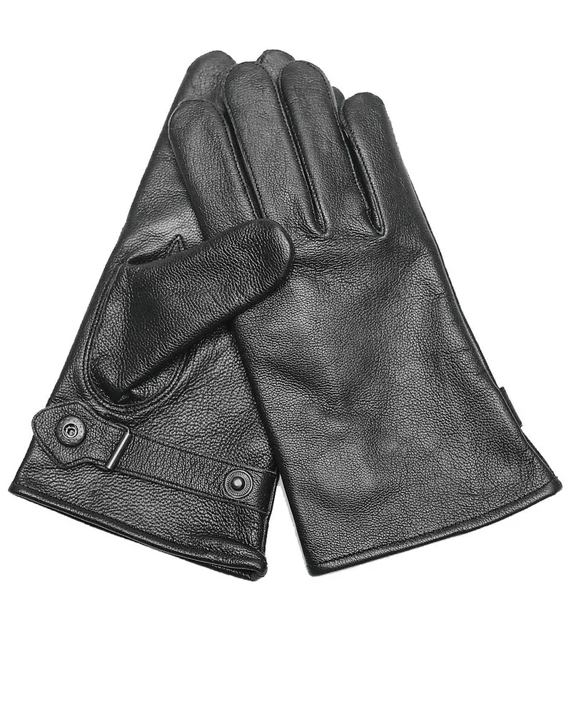 BW. LEDERFINGERHANDSCHUHE Schwarz