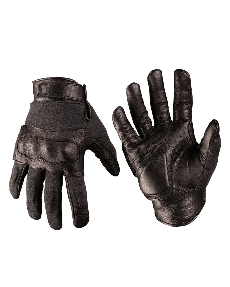 TACTICAL GLOVES LEDER/ARAMID Schwarz