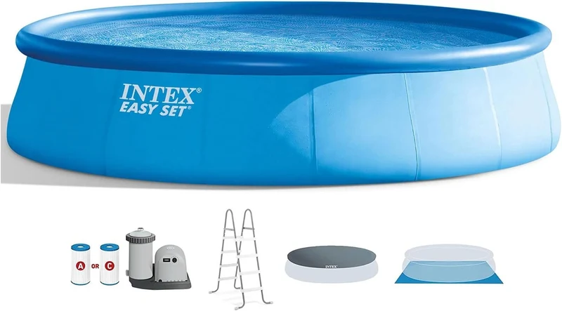 Intex 18′ x 48″ Inflatable Above Ground Swimming Pool with Ladder, Pump