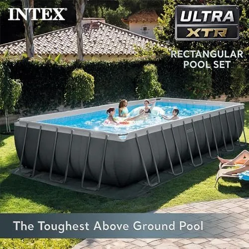 INTEX 26363EH Ultra XTR Deluxe Rectangular Above Ground Swimming Pool Set: 24ft x 12ft x 52in – Includes 2100 GPH Sand Filter Pump – Easy Assembly