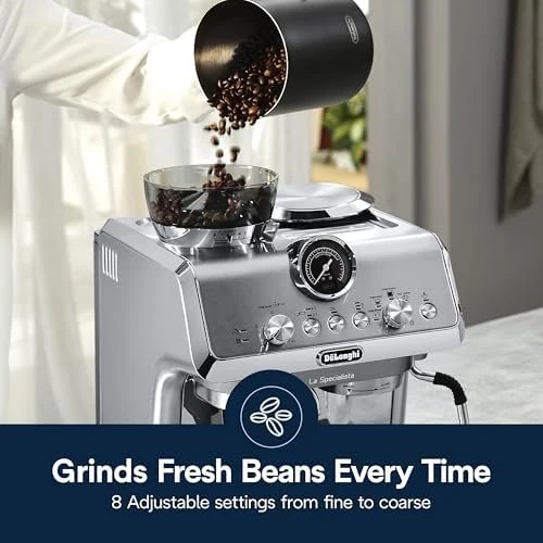 De’Longhi La Specialista Arte Evo Espresso Machine – Compact Cold Brew Coffee Maker with Grinder, Milk Steam Wand/Frother & Tamping Tools – Home Barista Kit for Lattes, Cappuccinos, Iced Coffee