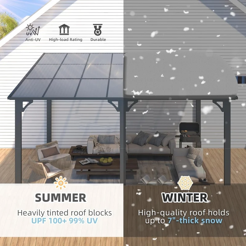 Aecojoy 14×12 ft Aluminum Pergola with Canopy