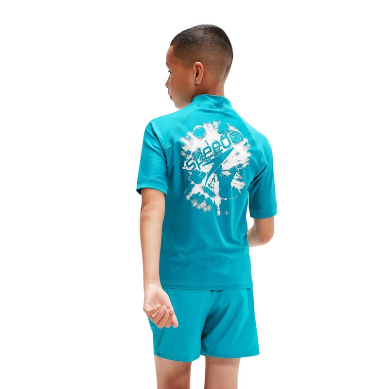 Speedo Printed Short Sleeve Rash Schwimmanzug Kinder