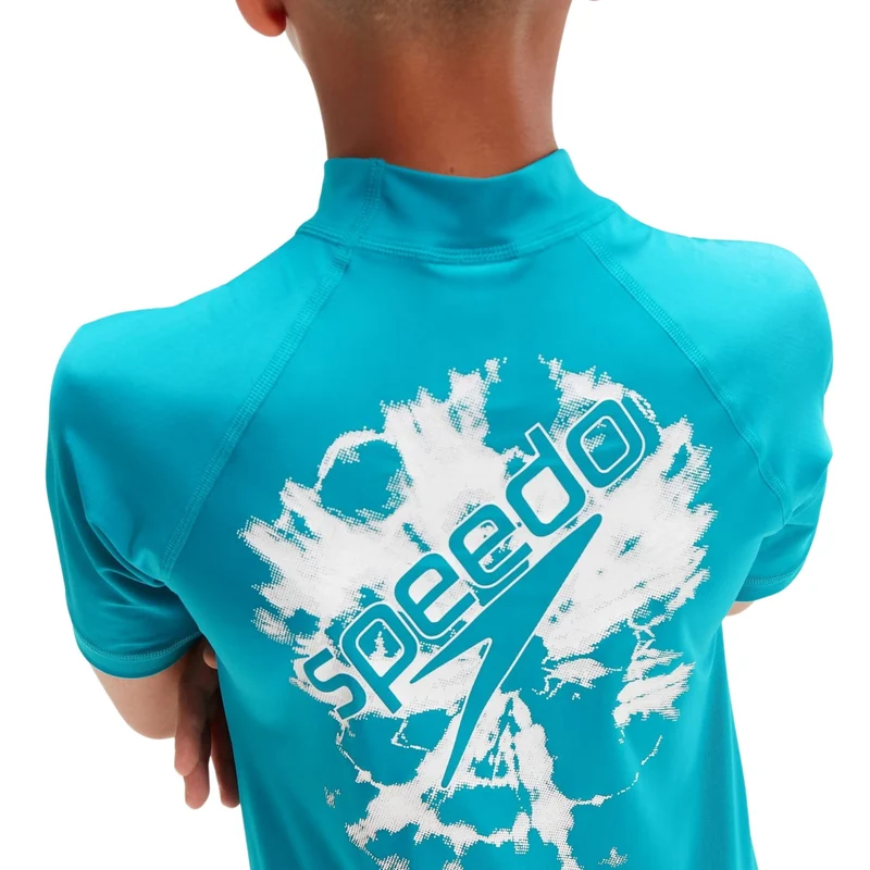Speedo Printed Short Sleeve Rash Schwimmanzug Kinder