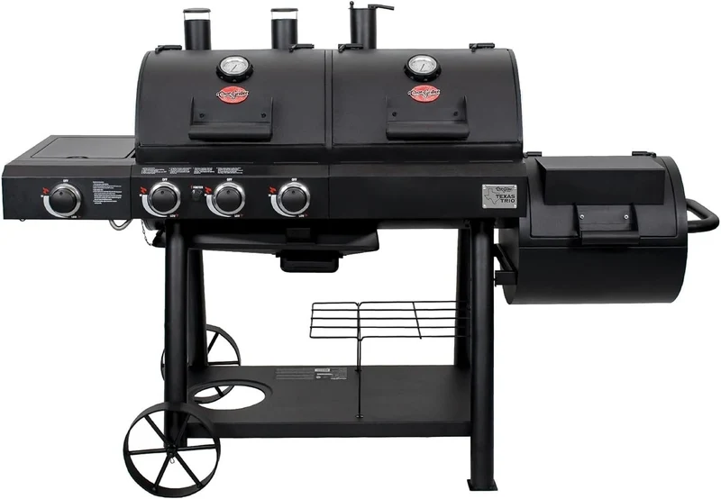 Char-Griller Texas Trio 3-Burner Dual Fuel Grill with Smoker