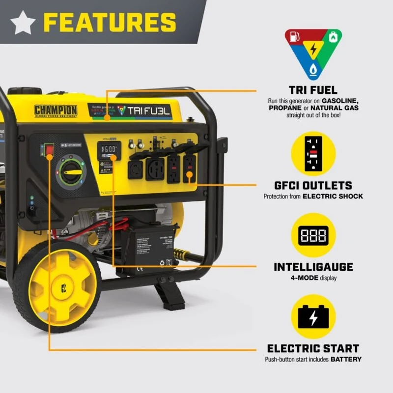Champion 11,500/9,200-Watt Tri-Fuel Home Backup Portable Generator