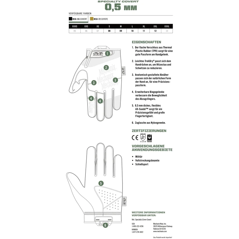 Mechanix Specialty 0.5mm Covert Handschuhe